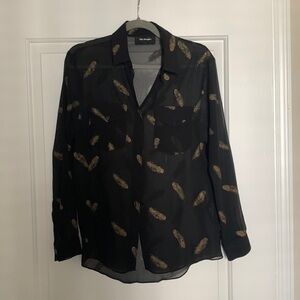 The Kooples XS Sheer Black/Gold Blouse